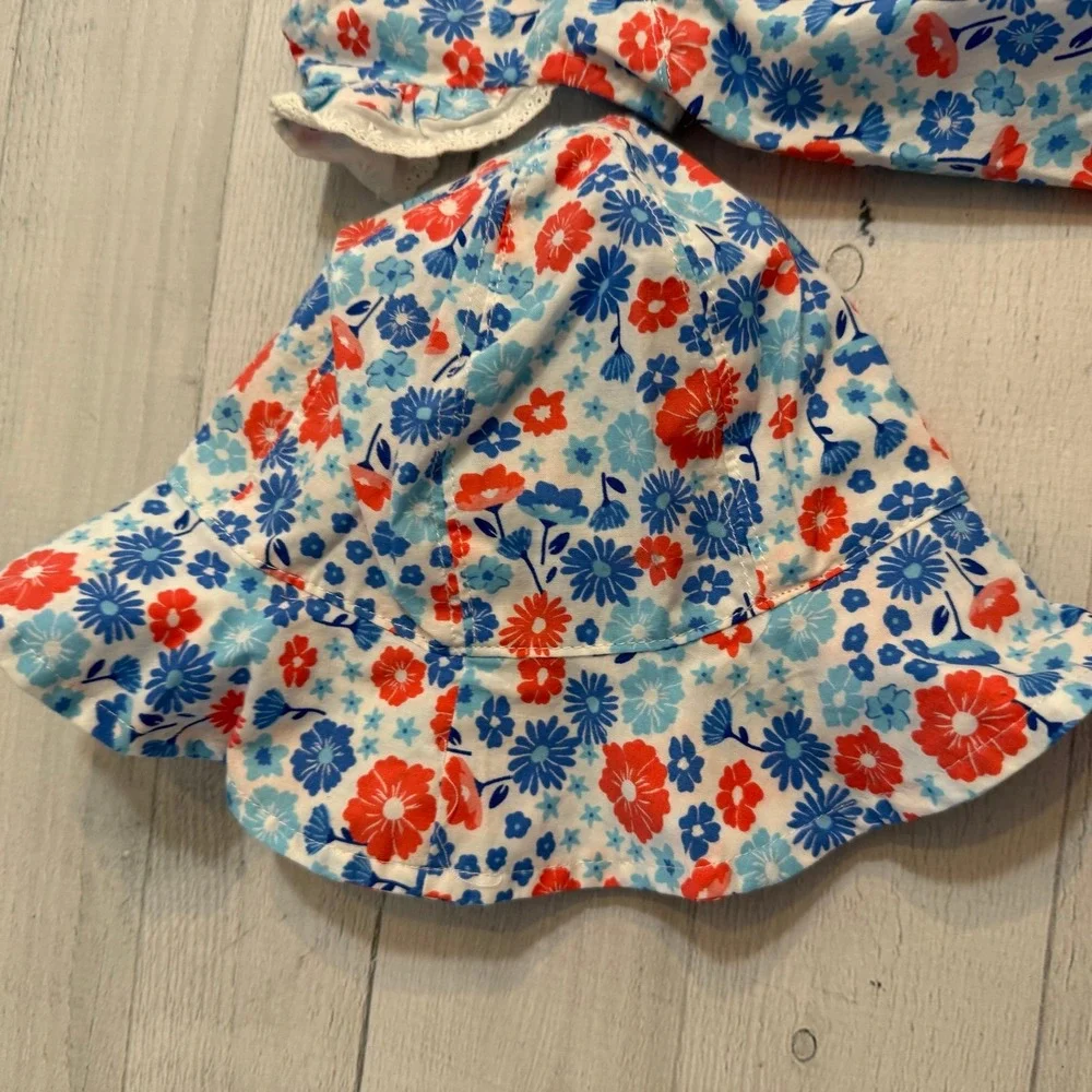 Carters baby girls floral dress‎ with matching hat 3 months NEW